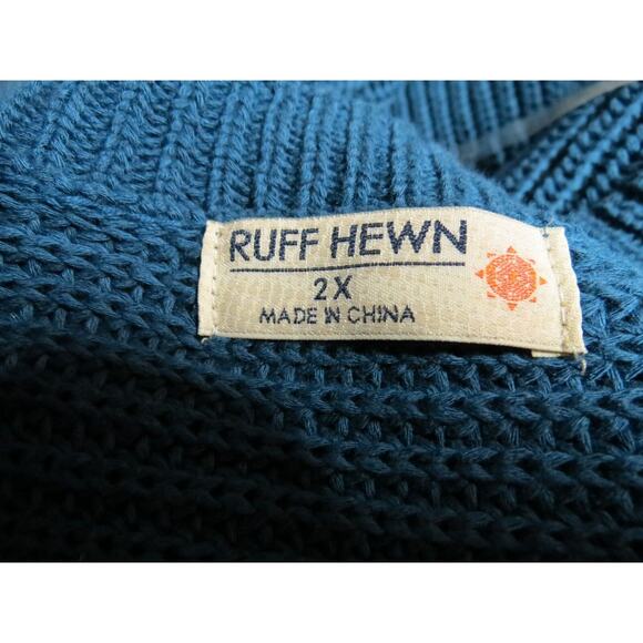 NEW Ruff Hewn Plus Size 2X Sweater Teal Blue Lace Up Neck NWT - Picture 4 of 7